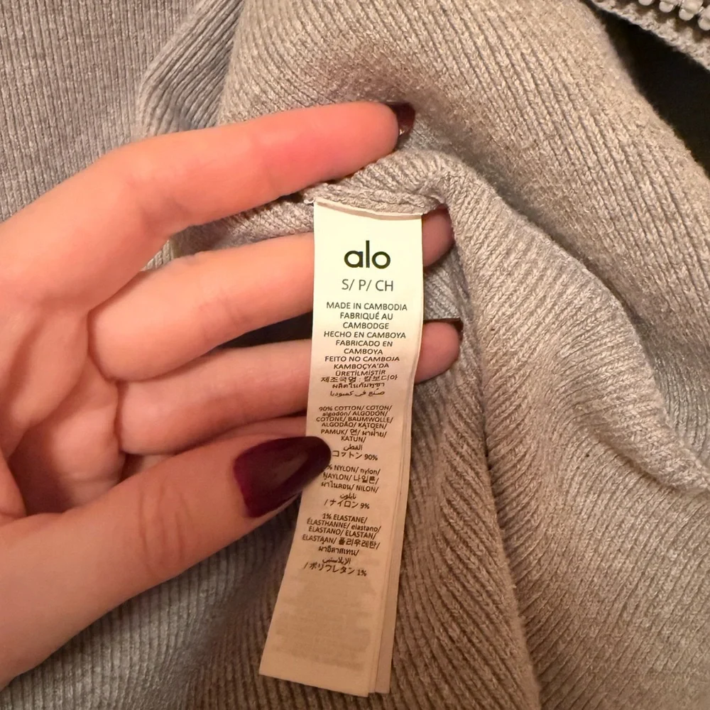 ALO Yoga Scholar Knit Cropped Full Zip Jacket Small Heather Grey - Picture 6 of 7